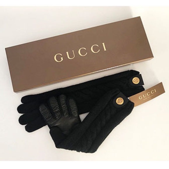 Gucci Accessories - Gucci Hysteria Crest Cashmere/Leather Gloves
